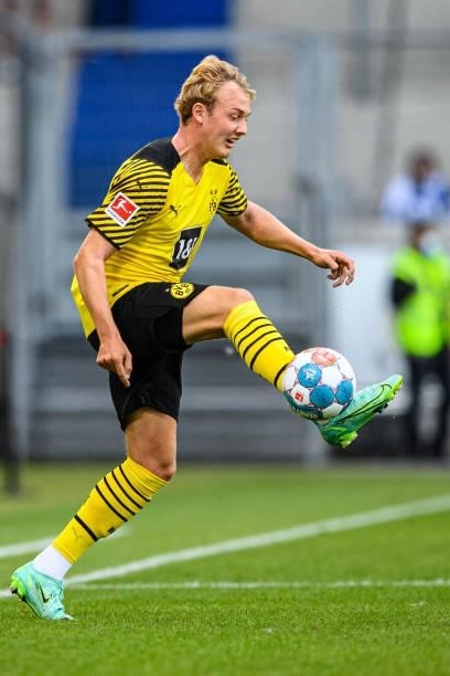 Julian Brand of Dortmund kicks the ball during the match VfL Bochum against Borussia Dortmund during the 6. Schauinsland-Reisen Cup Der Traditionen...