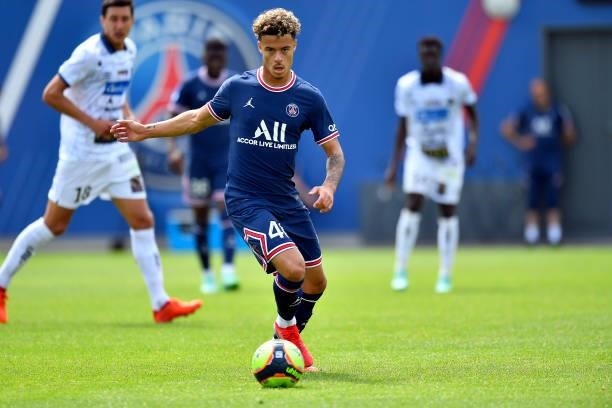 Samuel Noireau of Paris Saint-Germain runs with the ball during the friendly match between Paris Saint-Germain and FC Chambly at Ooredoo Center on...