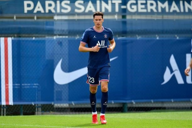 Julian Draxler of Paris Saint-Germain looks on during the friendly match between Paris Saint-Germain and FC Chambly at Ooredoo Center on July 17,...