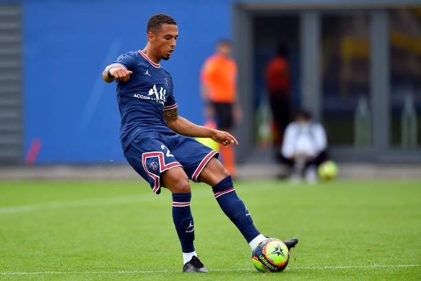 Thilo Kehrer of Paris Saint-Germain runs with the ball during the friendly match between Paris Saint-Germain and FC Chambly at Ooredoo Center on July...