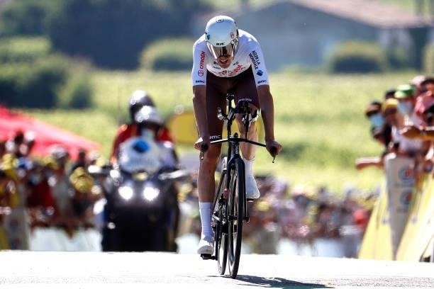 Ben O'connor of Australia and AG2R Citroën Team at arrival during the 108th Tour de France 2021, Stage 20 a 30,8km Individual Time Trial Stage from...