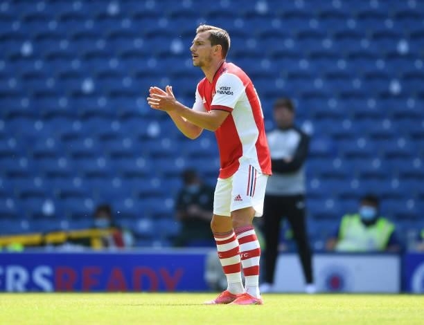 Cedric of Arsenal during the pre season friendly between Rangers and Arsenal at Ibrox Stadium on July 17, 2021 in Glasgow, Scotland.