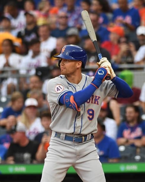 Brandon Nimmo of the New York Mets in action during the game against the Pittsburgh Pirates at PNC Park on July 16, 2021 in Pittsburgh, Pennsylvania.
