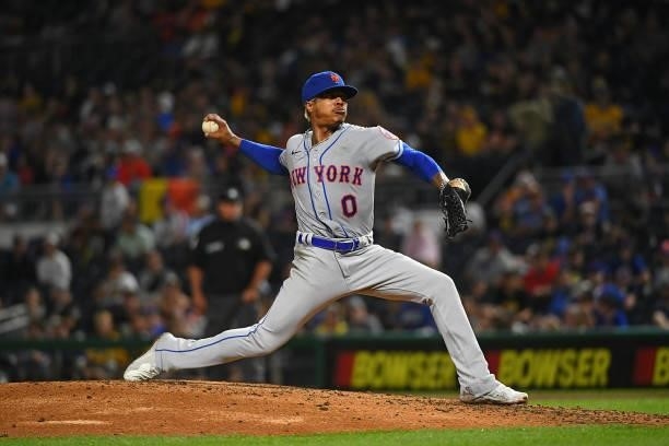 Marcus Stroman of the New York Mets in action during the game against the Pittsburgh Pirates at PNC Park on July 16, 2021 in Pittsburgh, Pennsylvania.
