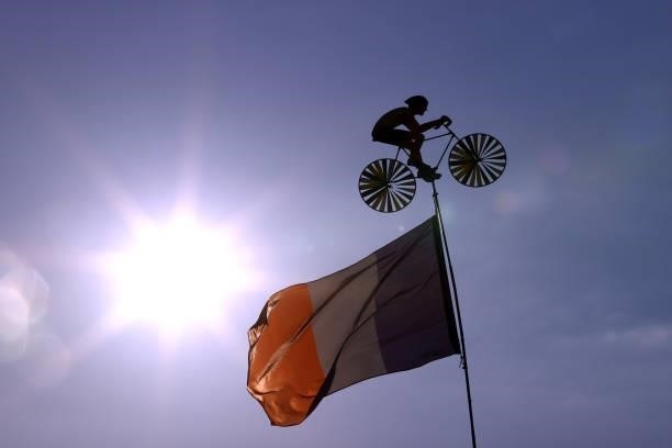 French Flag during the 108th Tour de France 2021, Stage 20 a 30,8km Individual Time Trial Stage from Libourne to Saint-Emilion 75m / Silhouette /...