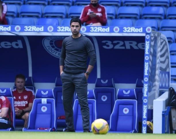 Arsenal manager Mikel Arteta during the pre season friendly between Rangers and Arsenal at Ibrox Stadium on July 17, 2021 in Glasgow, Scotland.