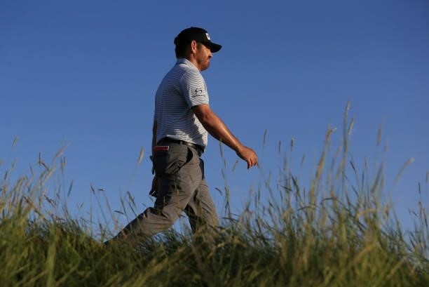 Louis Oosthuizen of South Africa looks on during Day Three of The 149th Open at Royal St George’s Golf Club on July 17, 2021 in Sandwich, England.
