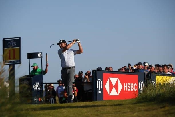 Louis Oosthuizen of South Africa plays his shot from the 11th tee during Day Three of The 149th Open at Royal St George’s Golf Club on July 17, 2021...