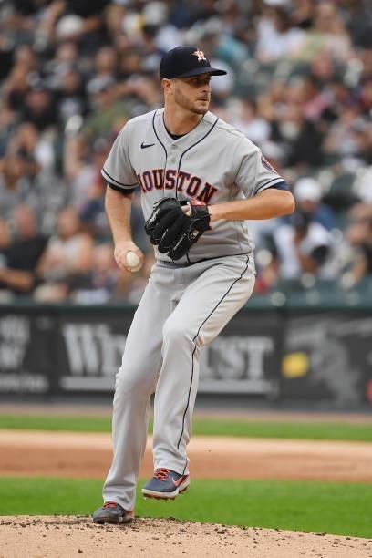 Michael Collins of the Houston Astros pitches in the first inning against the Chicago White Sox at Guaranteed Rate Field on July 17, 2021 in Chicago,...