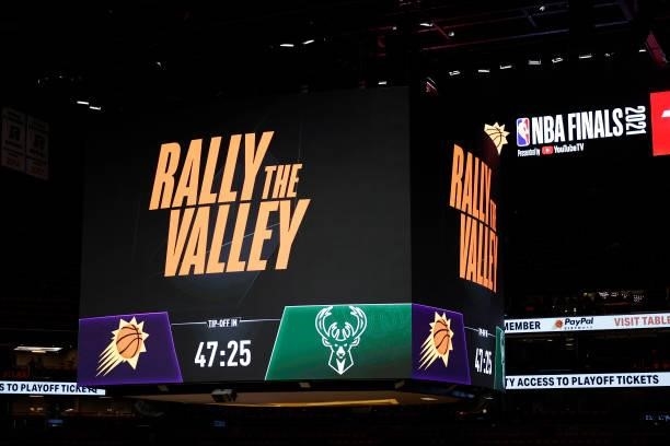 General view before Game Five of the NBA Finals between the Milwaukee Bucks and the Phoenix Suns at Footprint Center on July 17, 2021 in Phoenix,...