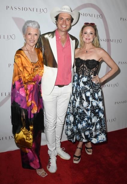 Maye Musk, Kimbal Musk and Christiana Musk arrive at Passionflix's Series "Driven