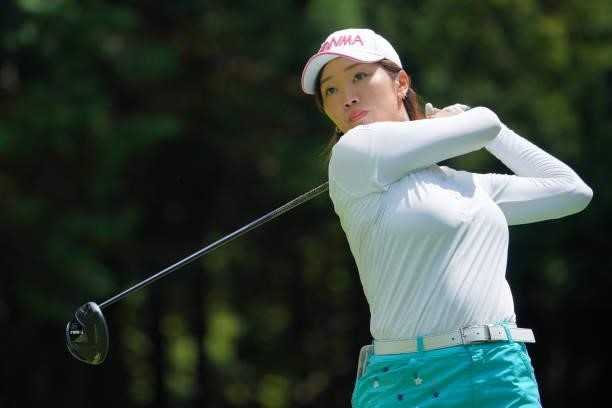 Rumi Yoshiba of Japan hits her tee shot on the 6th hole during third round of the GMO Internet Ladies Samantha Thavasa Global Cup at Eagle Point Golf...