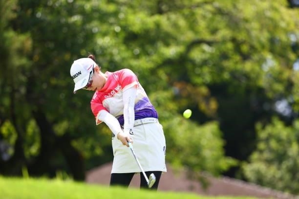 Asuka Ishikawa of Japan hits her tee shot on the 5th hole during third round of the GMO Internet Ladies Samantha Thavasa Global Cup at Eagle Point...