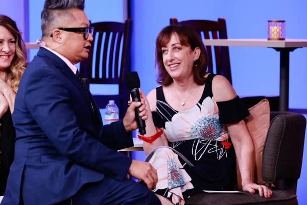 Host Alec Mapa and Beth Hall speak onstage during Project Angel Food “Lead With Love 2021” Live Telethon at KTLA 5 on July 17, 2021 in Los Angeles,...