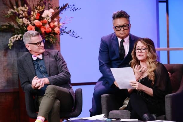 Marc Malkin, host Alec Mapa and Joely Fisher speak onstage during Project Angel Food “Lead With Love 2021” Live Telethon at KTLA 5 on July 17, 2021...