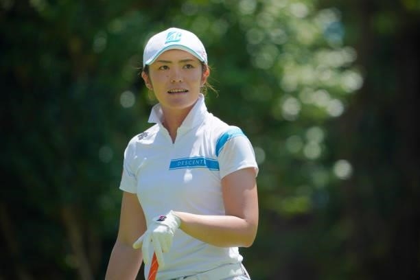 Ayaka Watanabe of Japan is seen on the 8th tee during third round of the GMO Internet Ladies Samantha Thavasa Global Cup at Eagle Point Golf Club on...