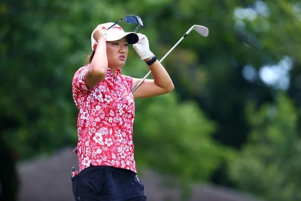 Mao Nozawa of Japan is seen on the 5th tee during third round of the GMO Internet Ladies Samantha Thavasa Global Cup at Eagle Point Golf Club on July...