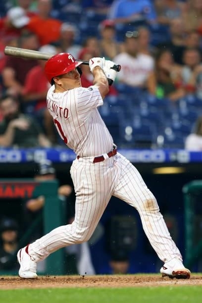 Realmuto of the Philadelphia Phillies in action against the Miami Marlins during a game at Citizens Bank Park on July 17, 2021 in Philadelphia,...