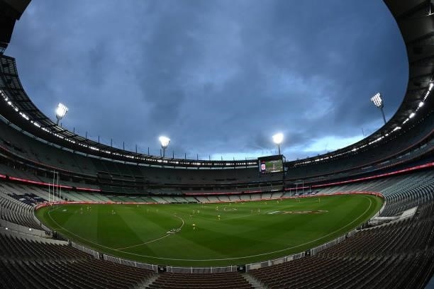 General view during the round 18 AFL match between Collingwood Magpies and Carlton Blues at Melbourne Cricket Ground on July 18, 2021 in Melbourne,...