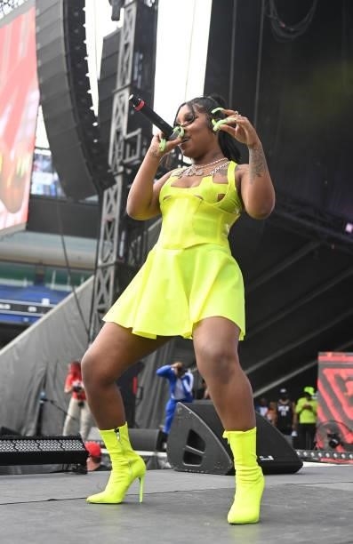 Rapper Erica Banks performs onstage during Hot 107.9 Birthday Bash 25 at Center Parc Credit Union Stadium at Georgia State University on July 17,...