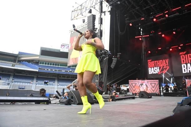 Rapper Erica Banks performs onstage during Hot 107.9 Birthday Bash 25 at Center Parc Credit Union Stadium at Georgia State University on July 17,...