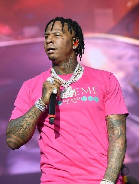 Rapper Moneybagg Yo performs onstage during Hot 107.9 Birthday Bash 25 at Center Parc Credit Union Stadium at Georgia State University on July 17,...