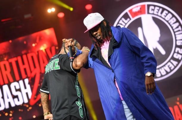 Khujo and Big Gipp of Goodie Mob perform onstage during Hot 107.9 Birthday Bash 25 at Center Parc Credit Union Stadium at Georgia State University on...