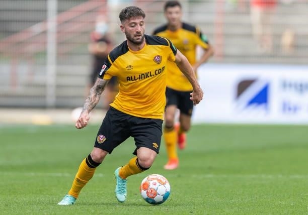 Brandon Borrello of Dynamo Dresden runs with the ball during the Pre-Season friendly match between 1. FC Union Berlin and Dynamo Dresden at Stadion...