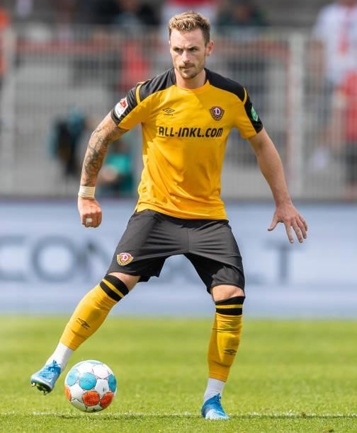 Michael Sollbauer of Dynamo Dresden runs with the ball during the Pre-Season friendly match between 1. FC Union Berlin and Dynamo Dresden at Stadion...