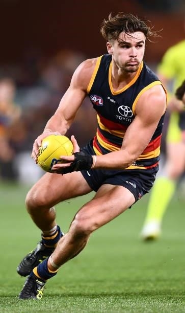 Ben Keays of the Crows during the round 18 AFL match between Adelaide Crows and West Coast Eagles at Adelaide Oval on July 18, 2021 in Adelaide,...
