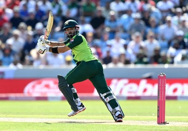 Mohammad Rizwan of Pakistan plays a shot during the second Vitality International T20 match between England and Pakistan at Emerald Headingley...