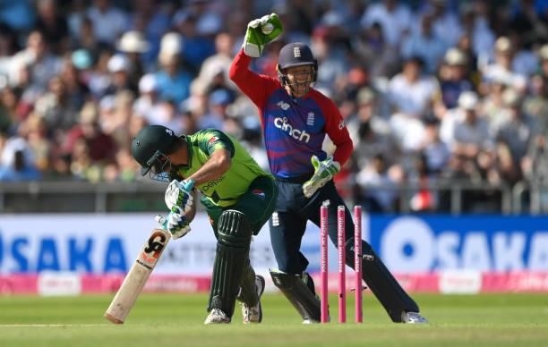 England wicketkeeper Jos Buttler stumps Pakistan batsman Sohaib Maqsood during the Second Vitality Blast IT20 between England and Pakistan at Emerald...