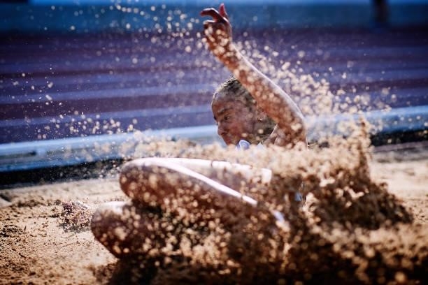Mikaelle Assani of Germany competes in the Women's Long Jump Final during European Athletics U20 Championships Day 4 at Kadriorg Stadium on July 18,...