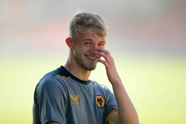 Taylor Perry of Wolverhampton Wanderers reacts during the pre-season friendly between Crewe Alexandra and Wolverhampton Wanderers at Gresty Road on...