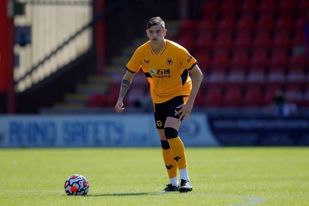 Pascal Estrada of Wolverhampton Wanderers runs with the ball during the pre-season friendly between Crewe Alexandra and Wolverhampton Wanderers at...