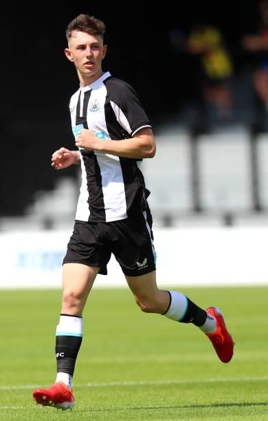 Joe White of Newcastle United in action during the Pre-Season Friendly between Harrogate Town vs Newcastle United on July 18, 2021 in Harrogate,...