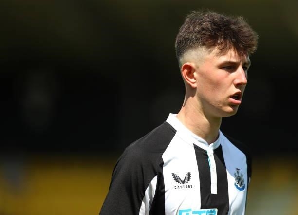 Joe White of Newcastle United in action during the Pre-Season Friendly between Harrogate Town vs Newcastle United on July 18, 2021 in Harrogate,...