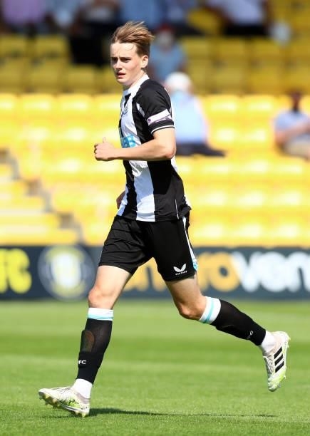 Lucas De Bolle of Newcastle United during the Pre-Season Friendly between Harrogate Town vs Newcastle United on July 18, 2021 in Harrogate, England.