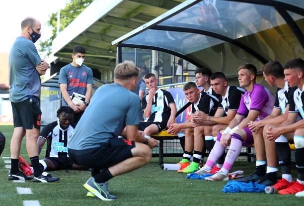 Newcastle United sit on the bench after the Pre-Season Friendly between Harrogate Town vs Newcastle United on July 18, 2021 in Harrogate, England.