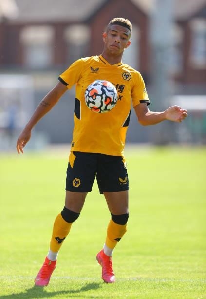 Chem Campbell of Wolverhampton Wanderers controls the ball during the Pre-Season friendly match between Crewe Alexandra and Wolverhampton Wanderers...