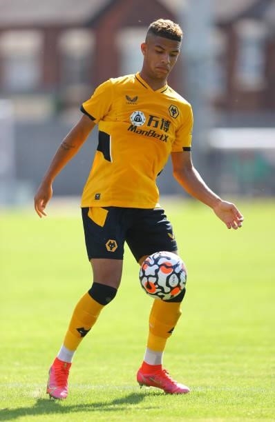 Chem Campbell of Wolverhampton Wanderers controls the ball during the Pre-Season friendly match between Crewe Alexandra and Wolverhampton Wanderers...