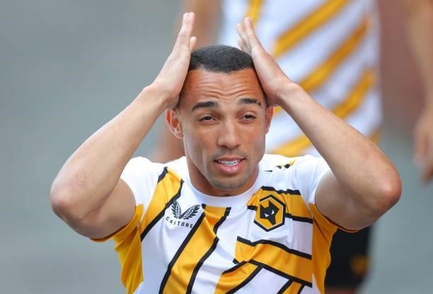Fernando Marcal of Wolverhampton Wanderers looks on prior to the Pre-Season friendly match between Crewe Alexandra and Wolverhampton Wanderers at...
