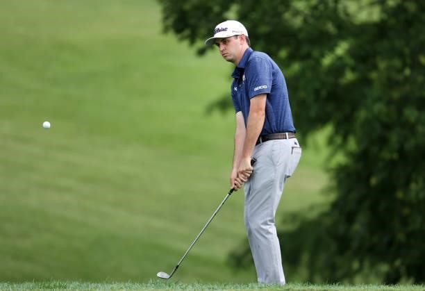 Poston plays his third shot on the 11th hole during the final round of the Barbasol Championship at Keene Trace Golf Club on July 18, 2021 in...