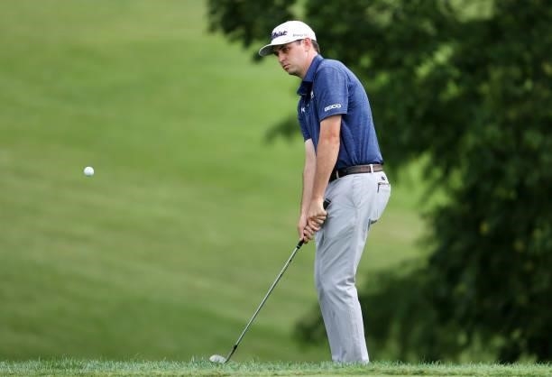 Poston plays his third shot on the 11th hole during the final round of the Barbasol Championship at Keene Trace Golf Club on July 18, 2021 in...