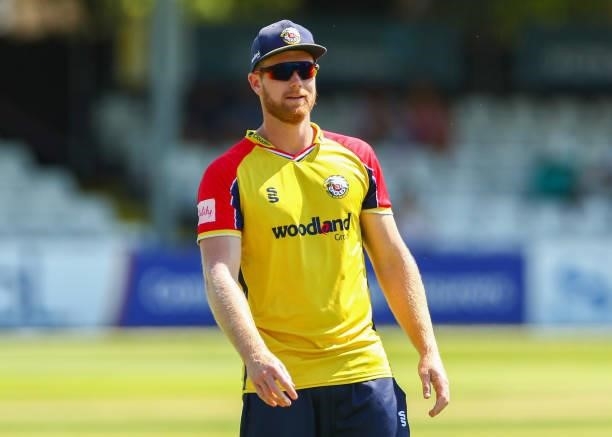 Jimmy Neesham of Essex Eagles looks on during the Vitality T20 Blast match between Essex Eagles and Middlesex at Cloudfm County Ground on July 18,...