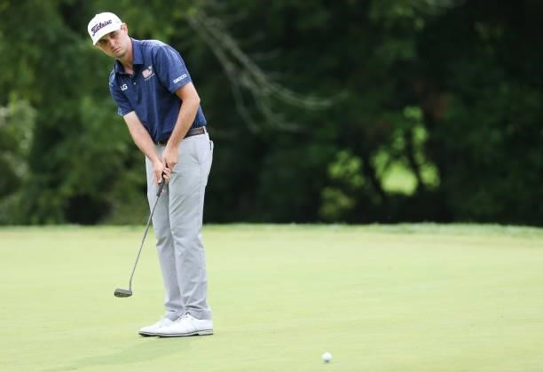 Poston putts for birdie on the 14th green during the final round of the Barbasol Championship at Keene Trace Golf Club on July 18, 2021 in...