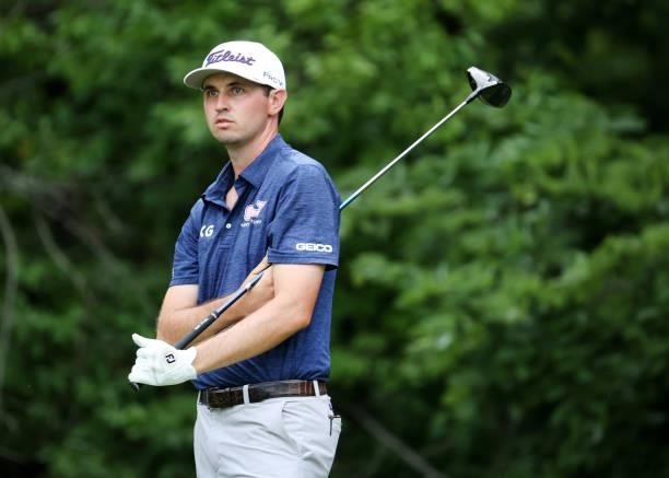 Poston prepares to play his shot from the 15th tee during the final round of the Barbasol Championship at Keene Trace Golf Club on July 18, 2021 in...
