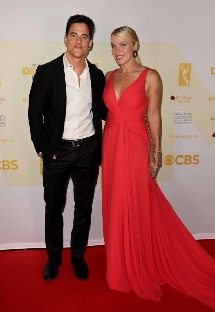 Mike Manning and Alicia Leigh Willis attend the winners walk for the 48th Annual Daytime Emmy Awards for Lifestyle at Associated Television Int'l...