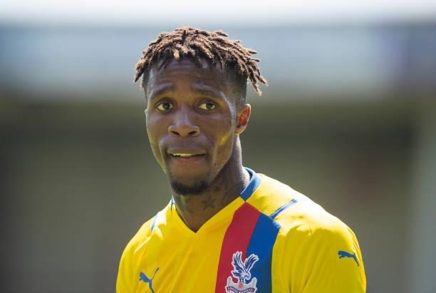 Wilfried Zaha of Crystal Palace during the Pre-Season Friendly match between Walsall and Crystal Palace at Banks' Stadium on July 17, 2021 in...