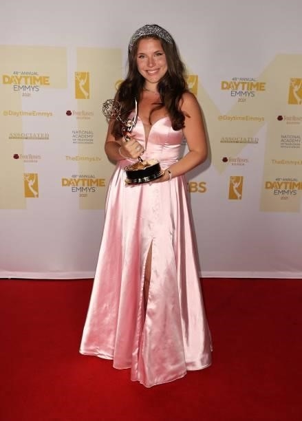 Chiara D’Ambrosio poses with the award for Outstanding Younger Performer in a Daytime Fiction Program for "The Bay
